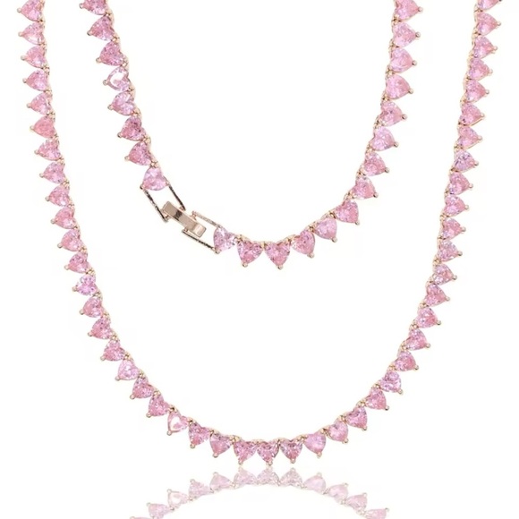 NWOT 18 IN BLINGED OUT ROSE GOLD NECKLACE - Picture 1 of 2